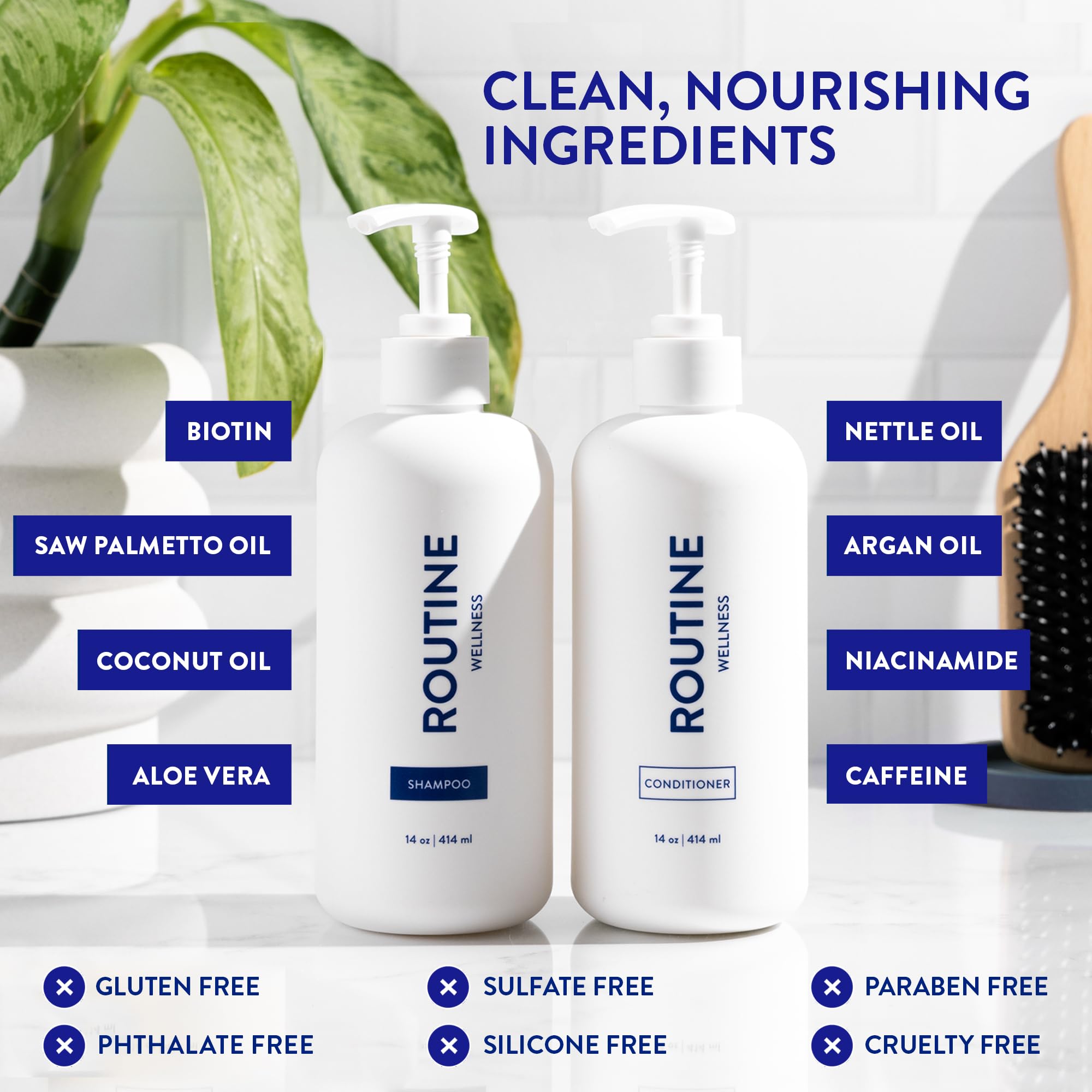 Routine Wellness conditioner apply shot showing smooth detangling.