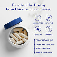Routine Wellness hair growth pills closeup featuring compact capsules