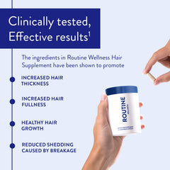 Routine Wellness hair growth supplement pour shows daily dose for consistency