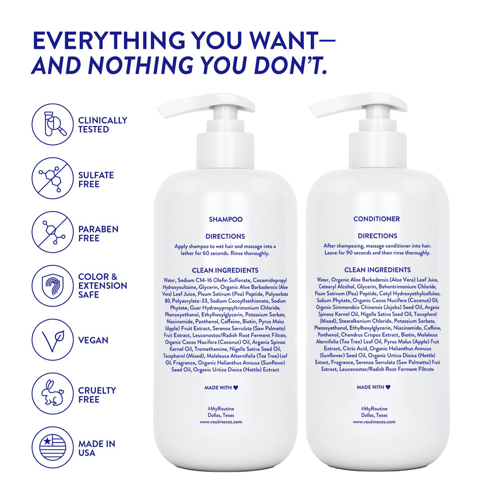 Routine Wellness packaging box highlighting vegan, sulfate-free formula.