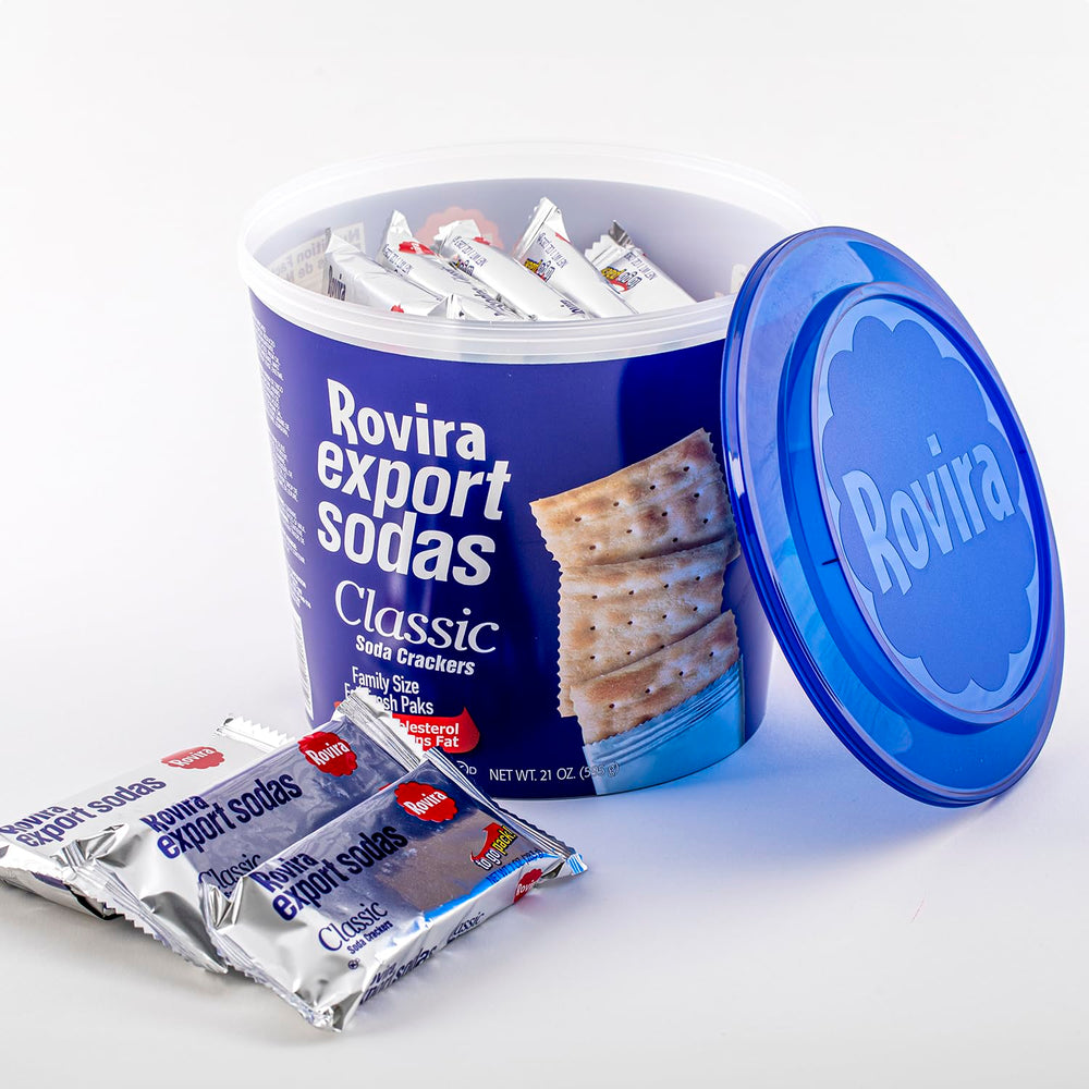 Rovira Export Soda Crackers serving-plate setup for dips and cheese