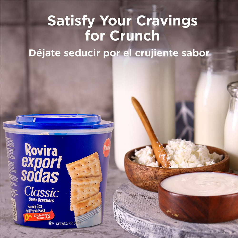 Rovira Export Soda Crackers with hummus dip in a snack tray