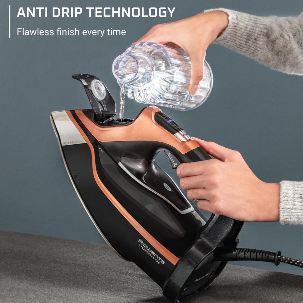 Rowenta Steam Force Pro ergonomic handle for easy ironing.