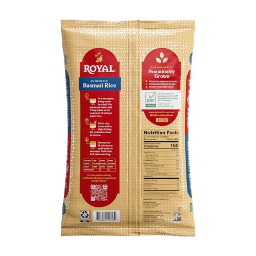Royal Basmati rice aged 12 months, silo storage enhances aroma and texture.