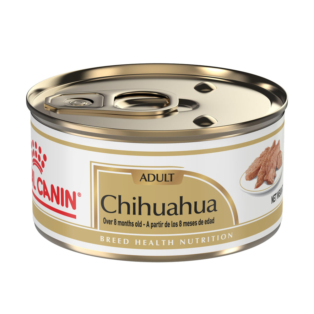 Royal Canin Chihuahua loaf in gravy can front showcases breed-specific packaging