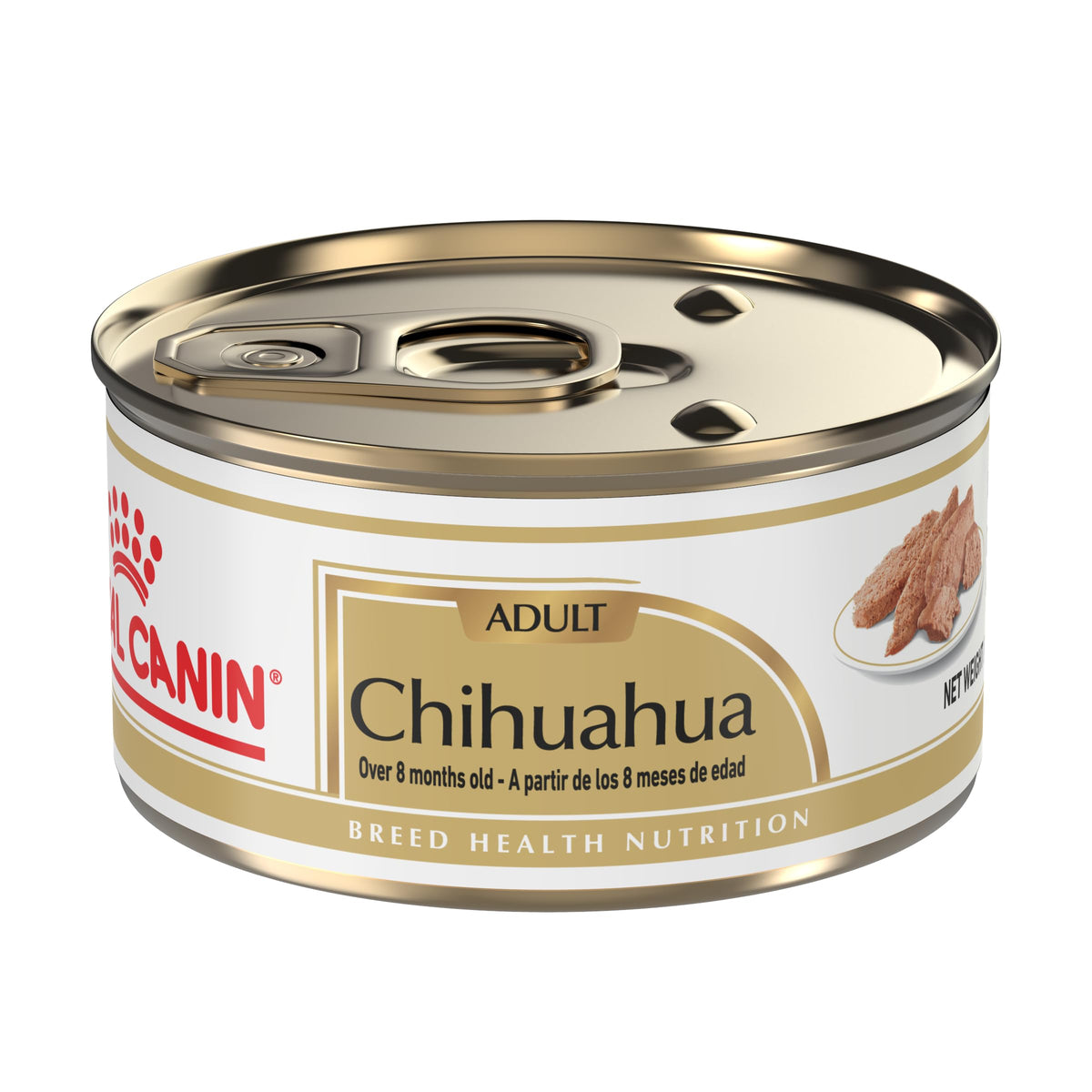 Royal Canin Chihuahua loaf in gravy can front showcases breed-specific packaging