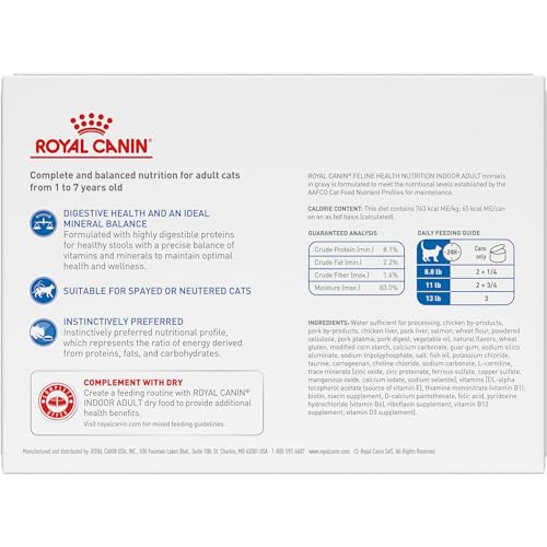 Royal Canin Indoor Morsels in Gravy closeup shows tender morsels in savory gravy.