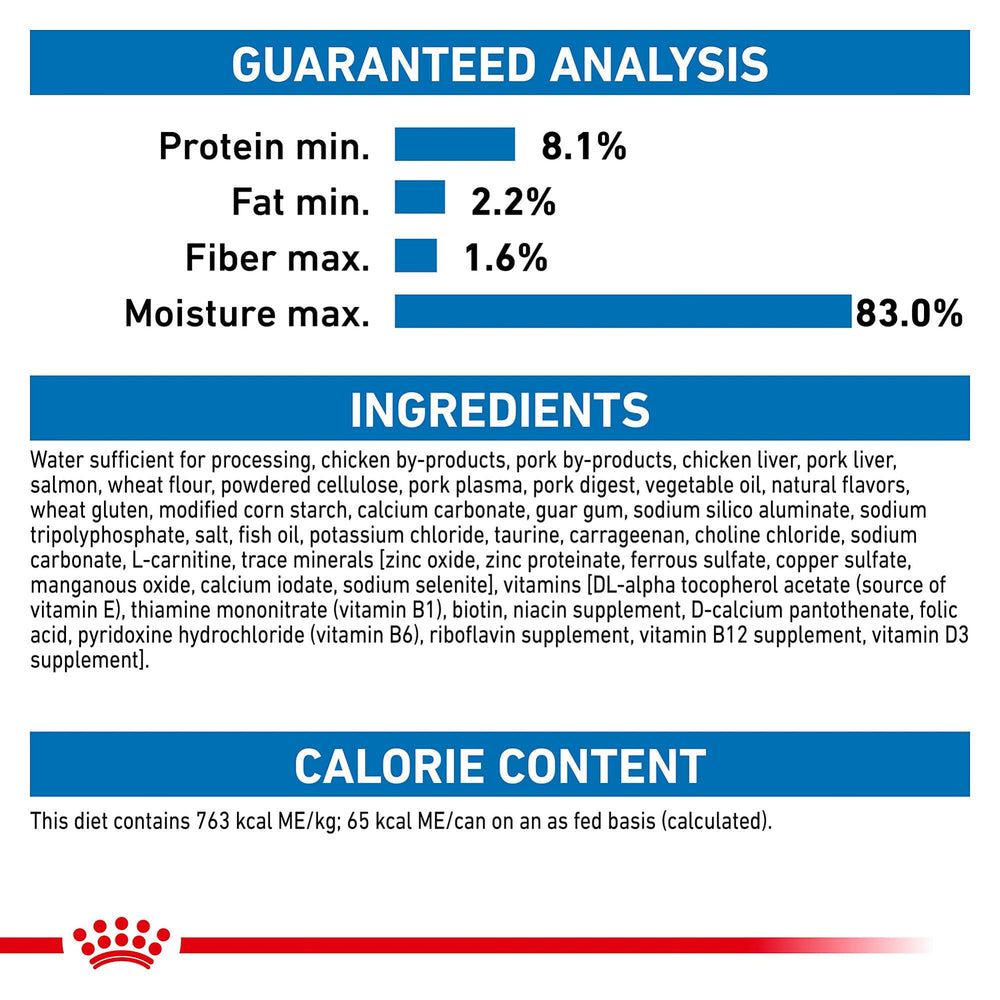 Royal Canin Indoor Morsels in Gravy 12-pack image emphasizes convenient packaging.