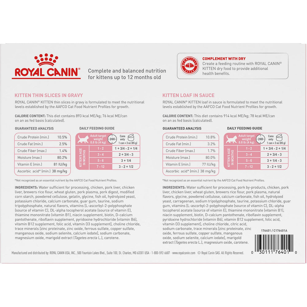 Royal Canin kitten variety pack loaf in sauce offers tender texture for developing teeth
