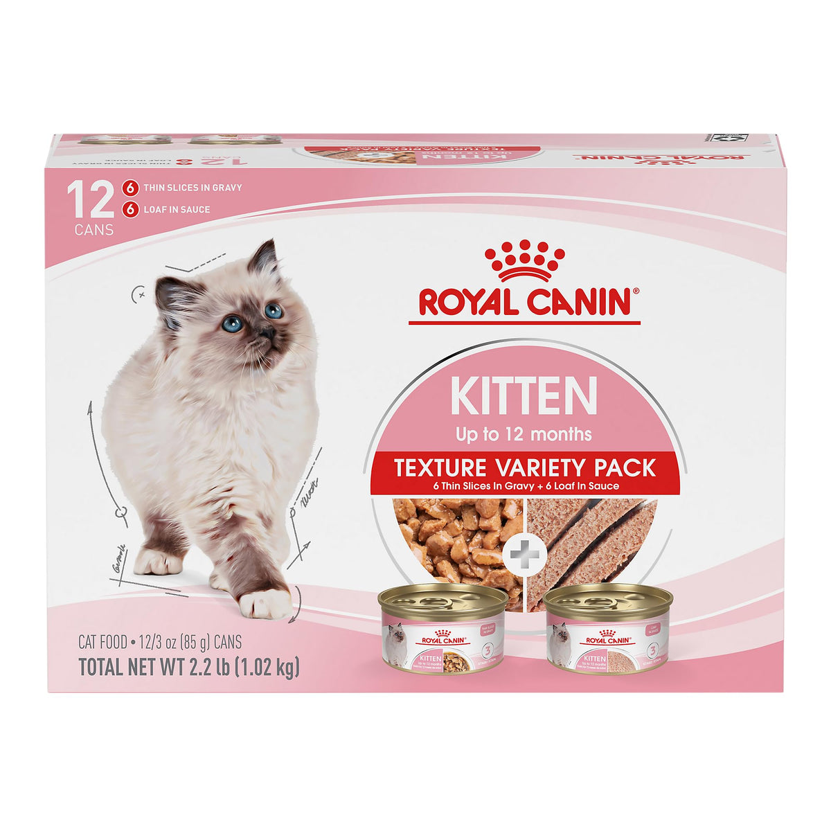 Royal Canin kitten variety pack with thin slices in gravy for easy hydration and palatability