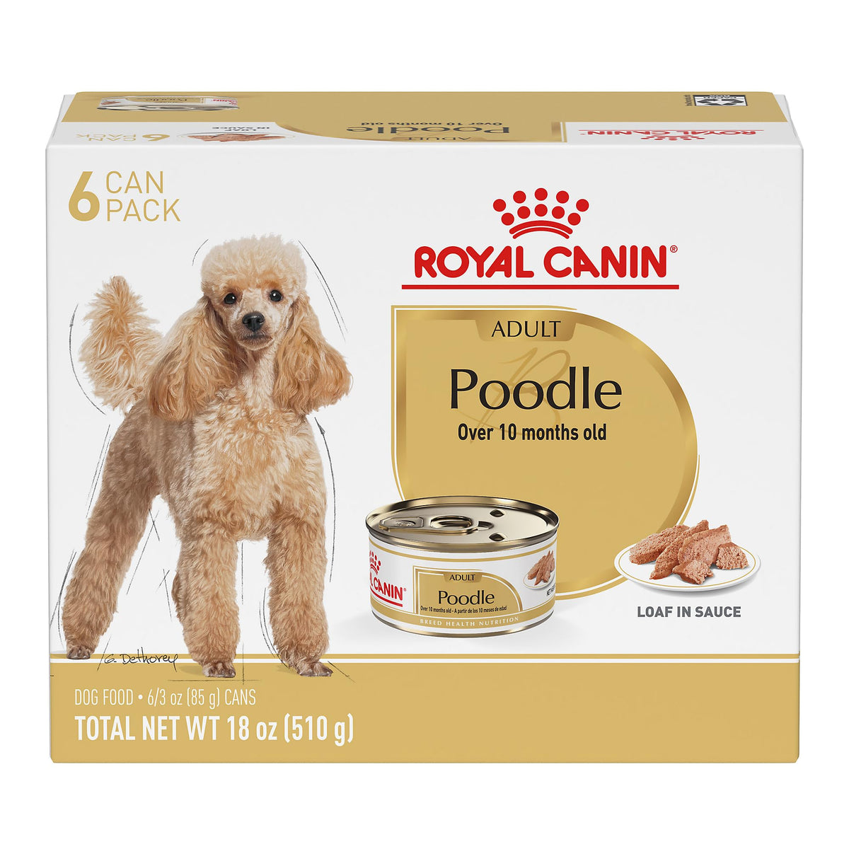 Royal Canin Poodle Adult Wet Food loaf in sauce in bowl, appealing texture for picky eaters