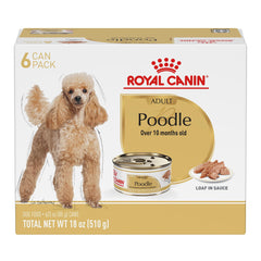 Royal Canin Poodle Adult Wet Food loaf in sauce in bowl, appealing texture for picky eaters