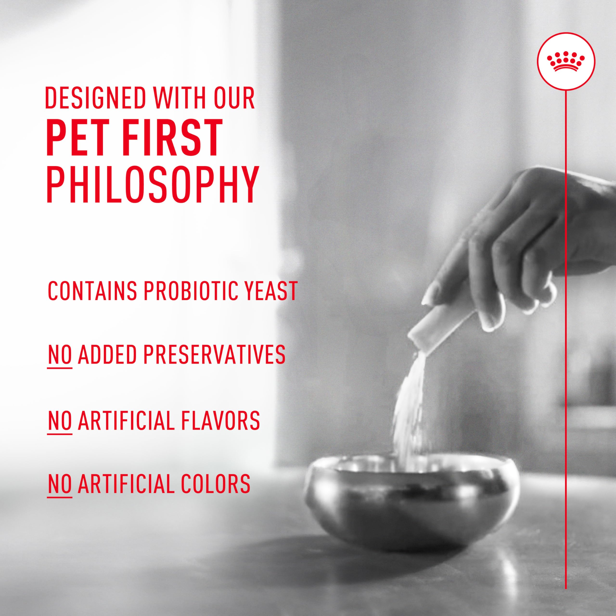 Royal Canin probiotics packaging featuring immune and digestive health benefits