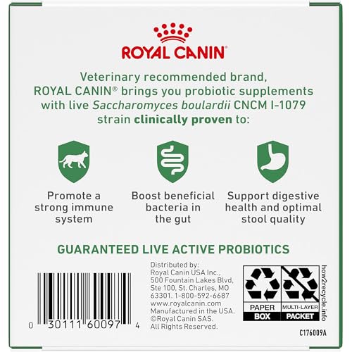 Royal Canin Probiotics for cats with powder packets ready to use.