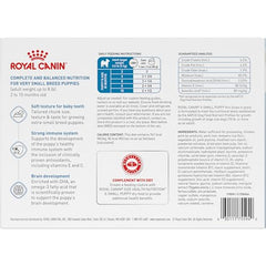 Royal Canin X-Small Puppy digestion-focused wet food with prebiotics for gut balance.