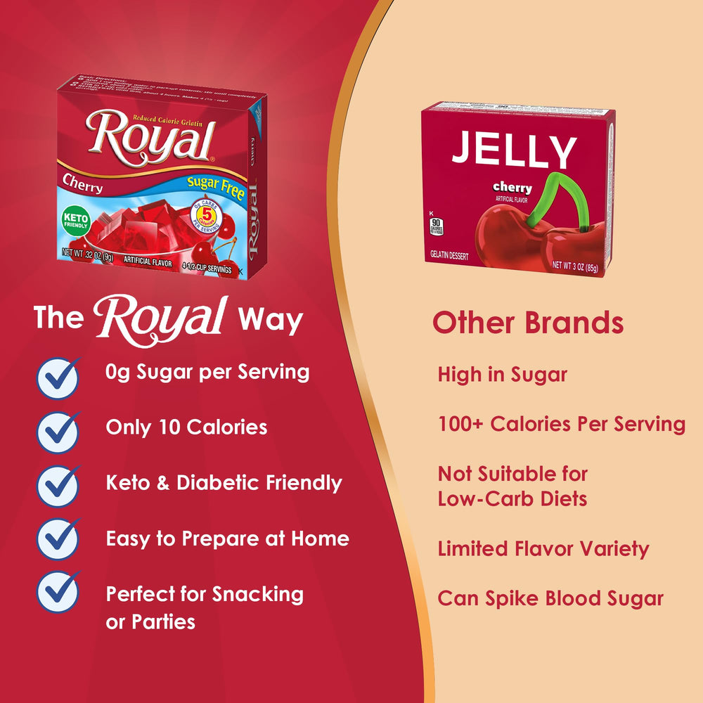 Royal Gelatin Sugar Free Variety Pack orange jelly cup, bright and quick-to-prepare