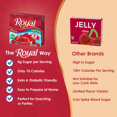 Royal Gelatin Sugar Free Variety Pack orange jelly cup, bright and quick-to-prepare