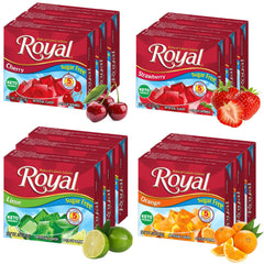 Royal Gelatin Sugar Free Variety Pack strawberry dessert on plate, ideal for low-carb treats