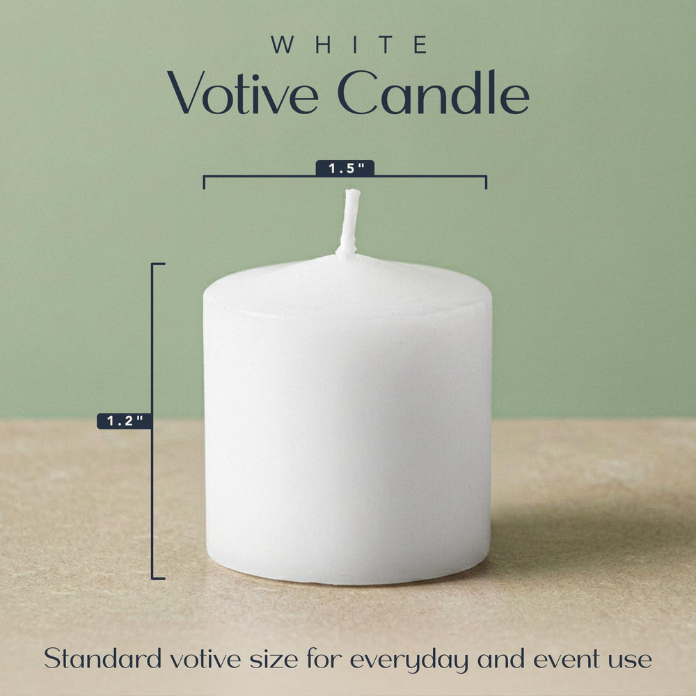 Royal Imports white votive candles, 4-inch burn ideal for long-lasting centerpiece glow