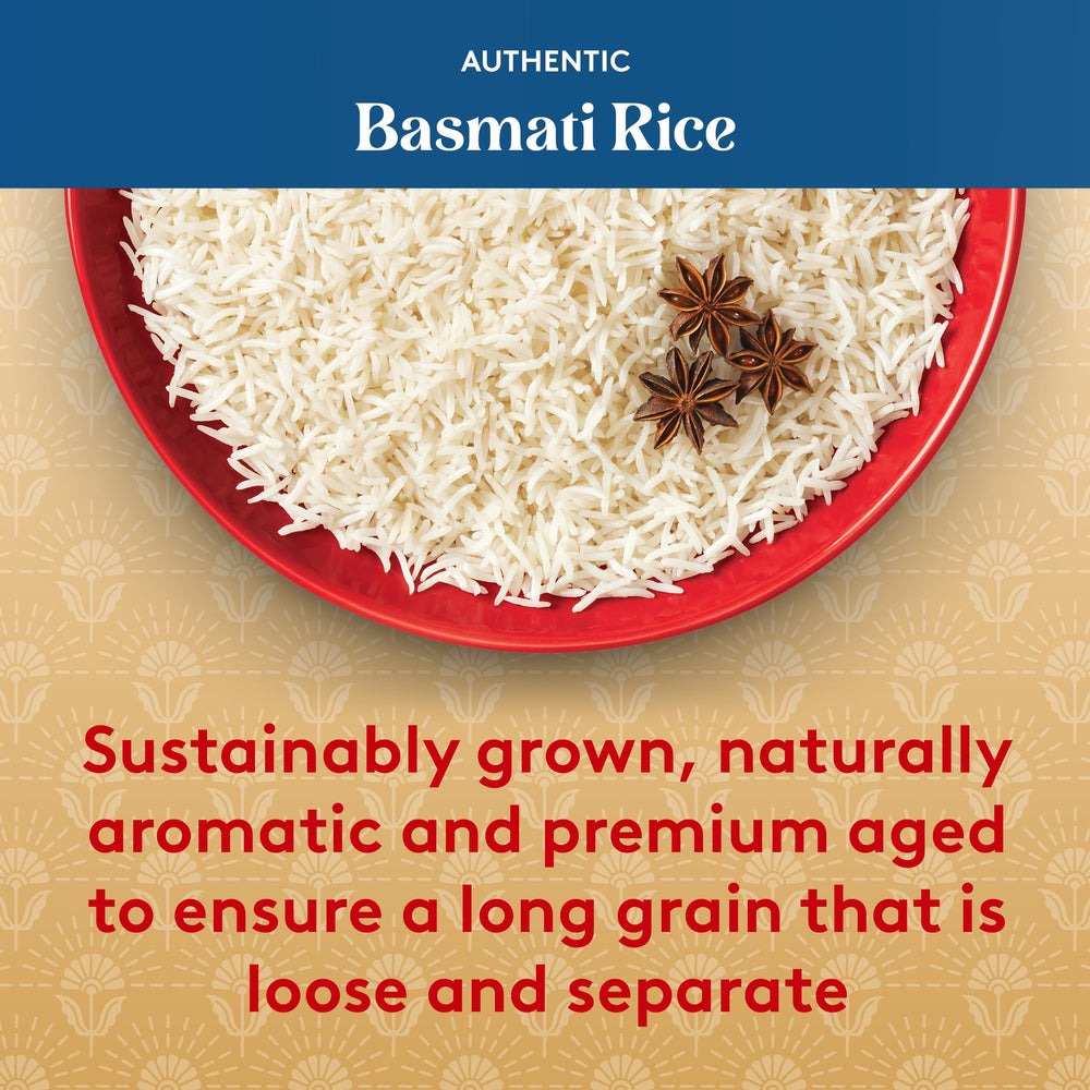 Royal long-grain basmati aroma highlighting authentic quality.