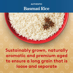 Royal long-grain basmati aroma highlighting authentic quality.