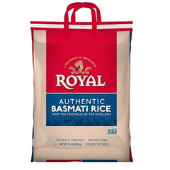 Royal Naturally Aged Rice bag front — premium long-grain quality ideal for biryani