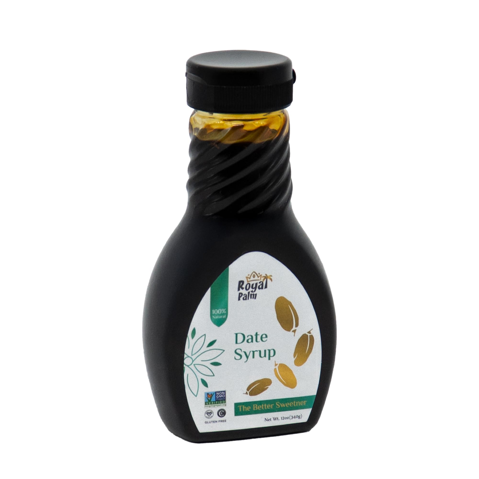 Royal Palm Date Syrup bottle showing pure, natural sweetness for baking and drizzling.
