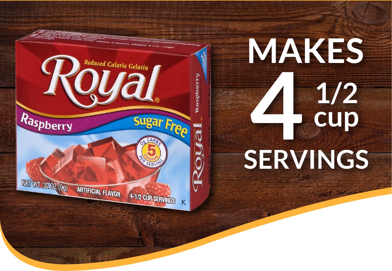 Royal Raspberry Gelatin 4.5-cup servings for versatile desserts.