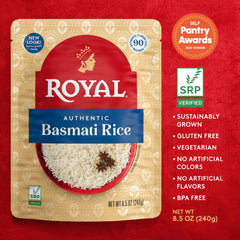 Royal rice in a steaming bowl after 90 seconds.