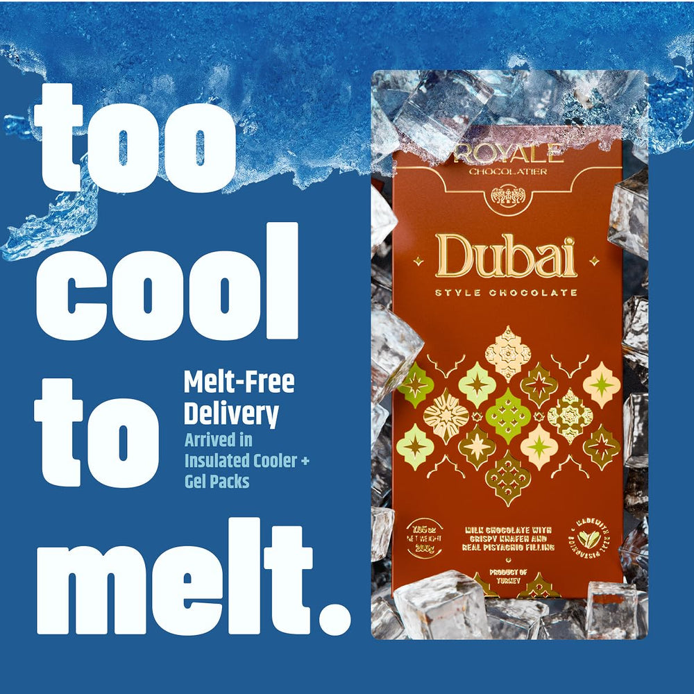 Royale Chocolatier insulated packaging keeps the chocolate cool during transit.