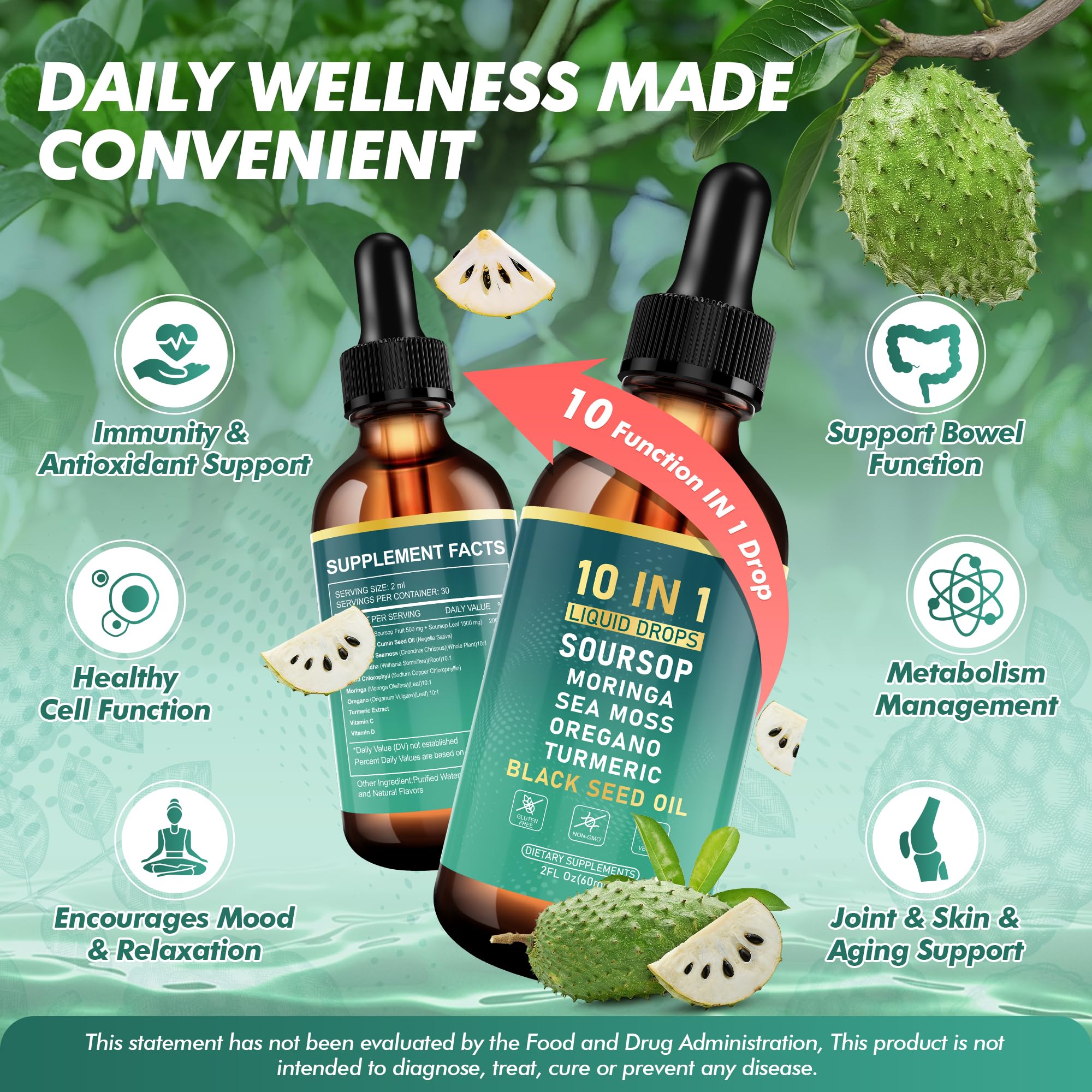 Royavita Soursop Bitters dropper provides precise 2 ml servings
