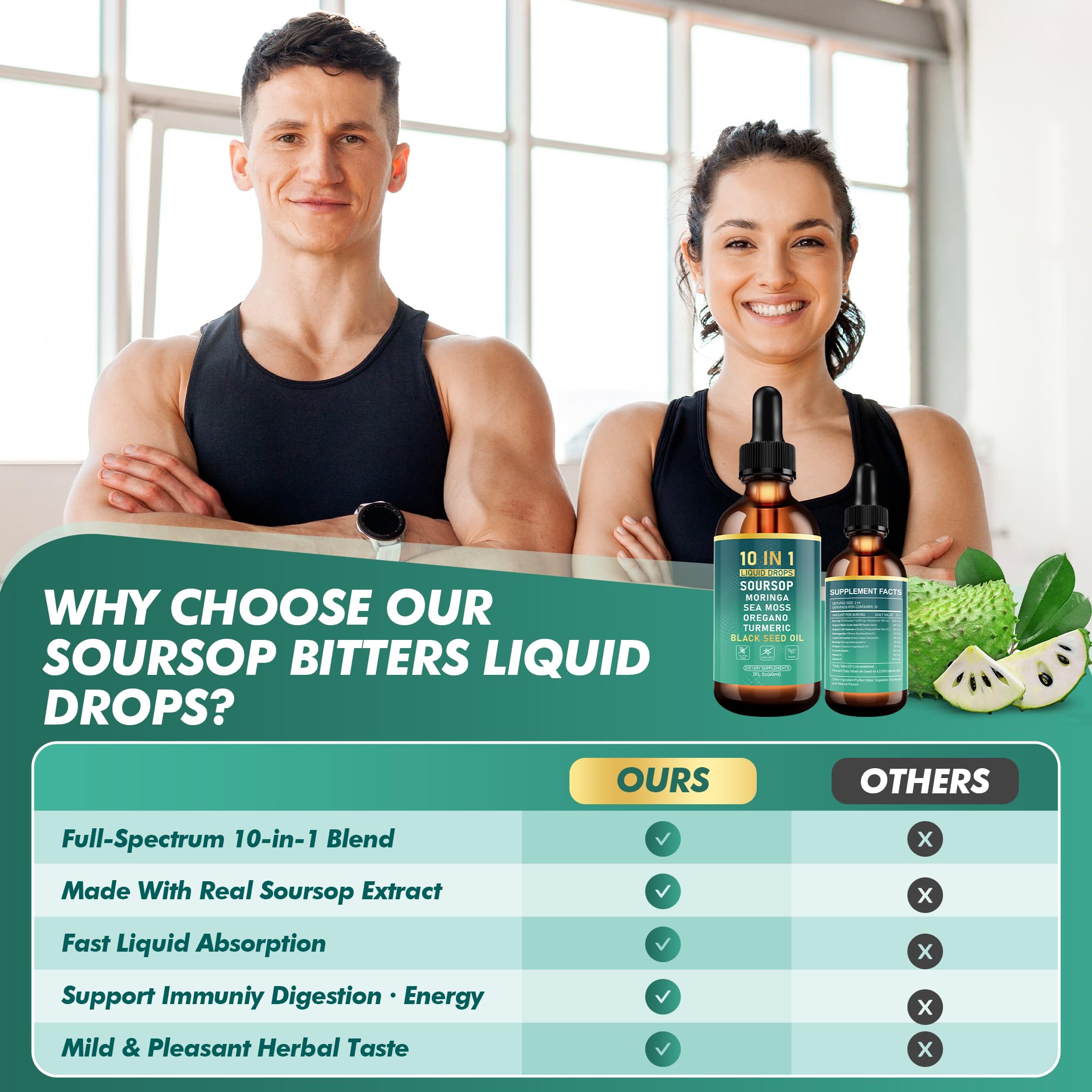 Royavita Soursop Bitters natural ingredients indicate a clean, gluten-free mix