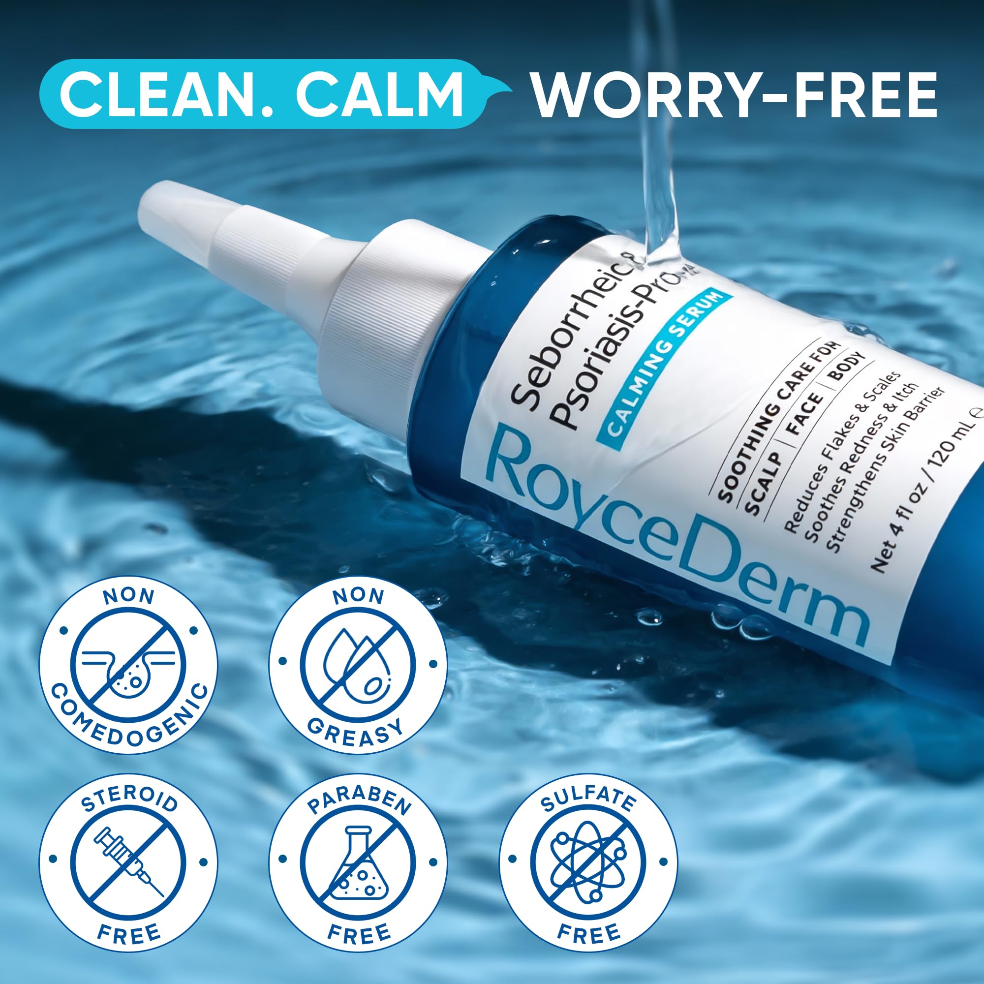 Roycederm product on a clean bathroom shelf ready for routine.