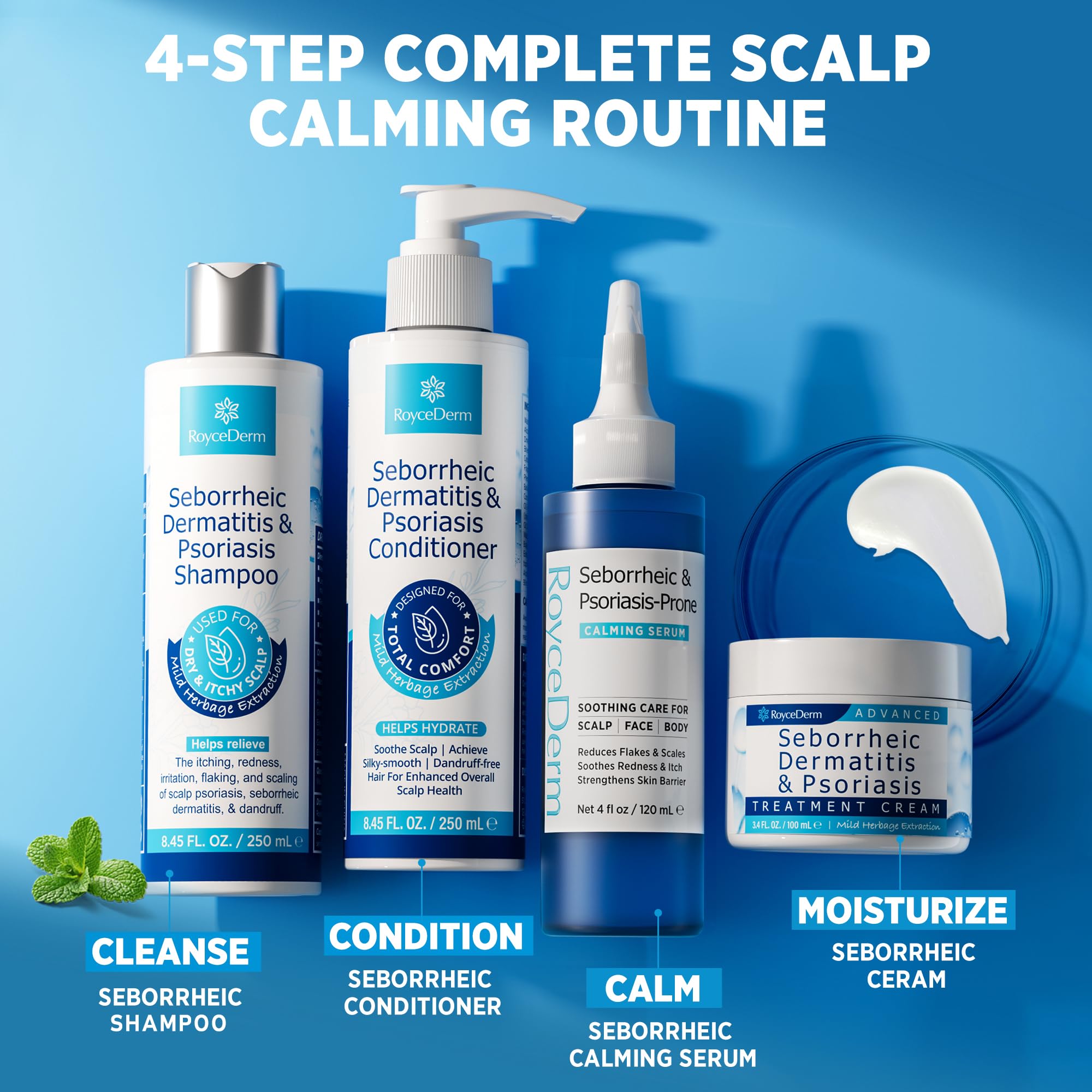 Roycederm serum applied to face for gentle, sensitive-skin care.