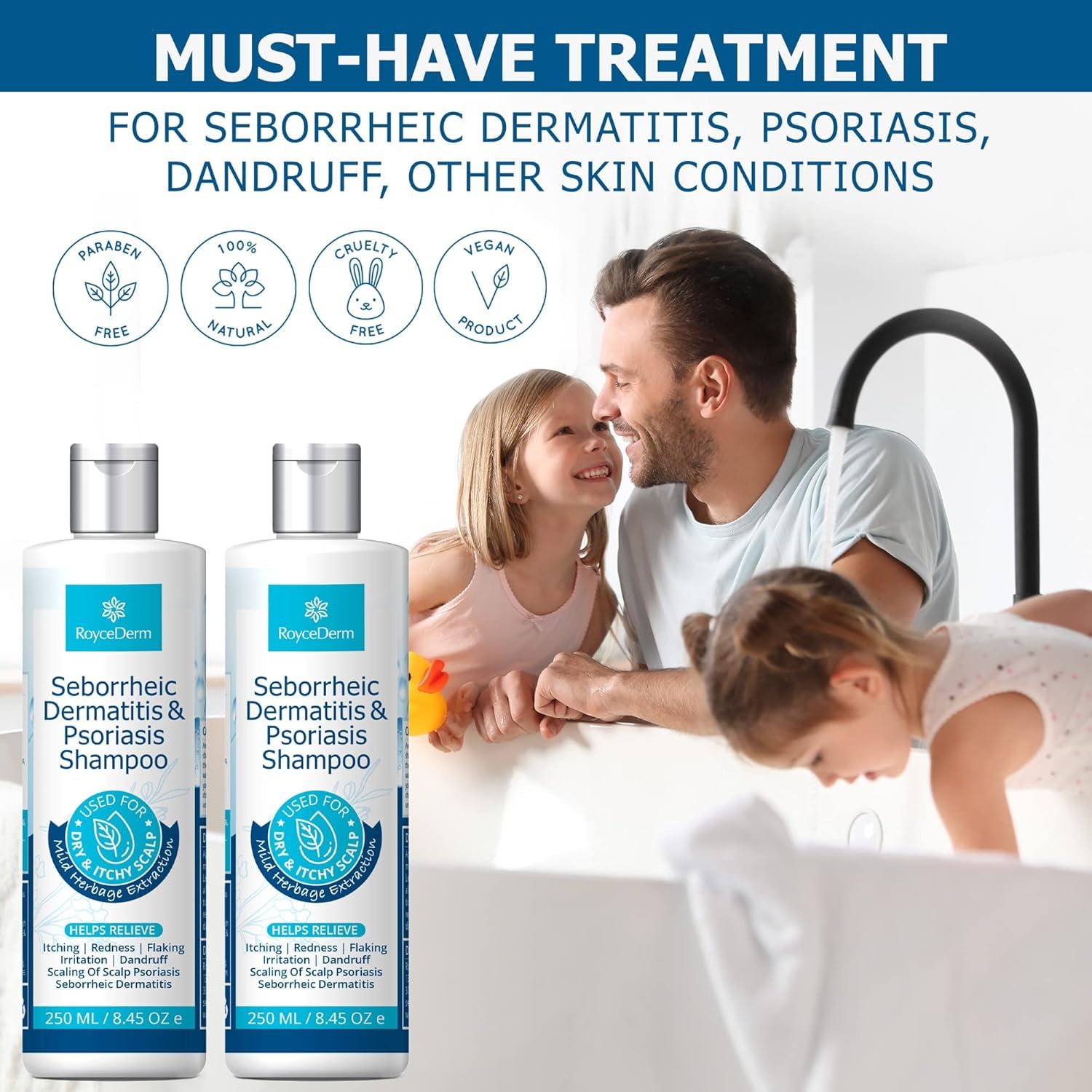 Roycederm shampoo ingredients herbal extracts highlighted for gentle care