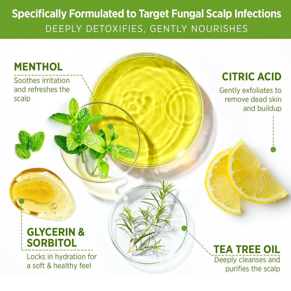 Roycederm Tea Tree Scalp Scrub applied on scalp demonstrates massage-friendly exfoliation
