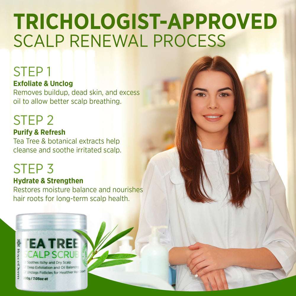 Roycederm Tea Tree Scrub ingredients tea-tree-oil hint at cleansing power