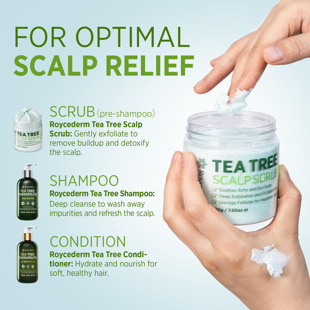 Roycederm Tea Tree Scrub with shea butter shows nourishing texture