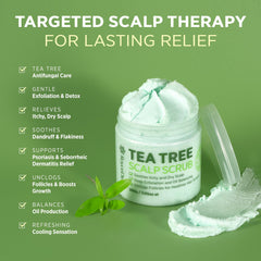 Roycederm Tea Tree Scrub texture close-up highlights creamy exfoliating action