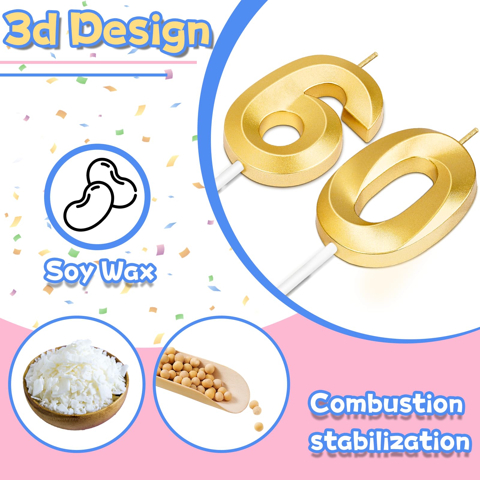 ROYOROYI wedding anniversary candles provide sophisticated gold accents on cake.