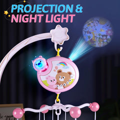 RSEPD crib mobile rotation shows 360-degree motion to capture baby’s attention.