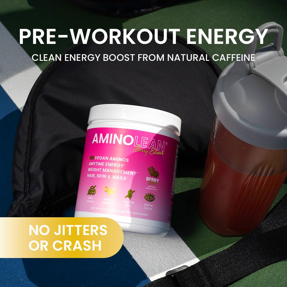 RSP AminoLean Berry Elixir glass shows vibrant color and smooth intake.