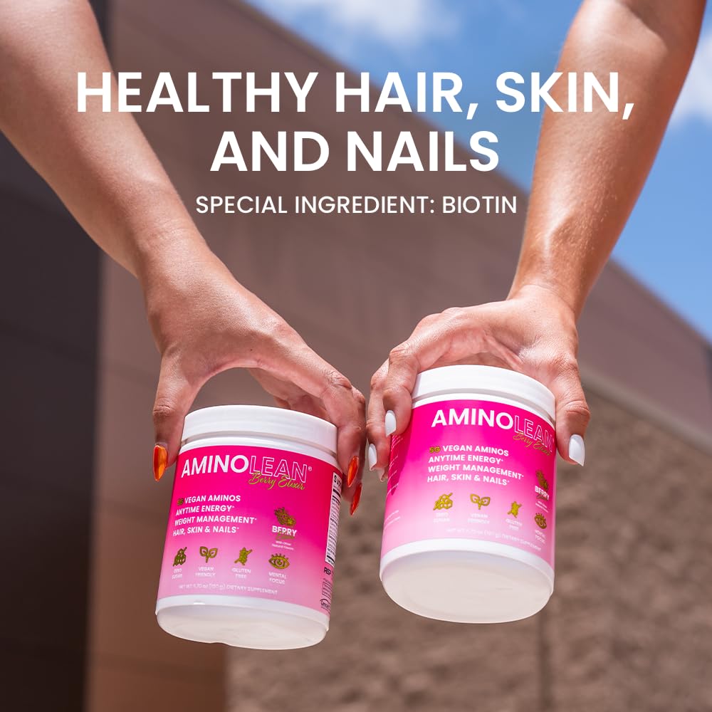 RSP AminoLean biotin addition supports hair, skin, and nails.