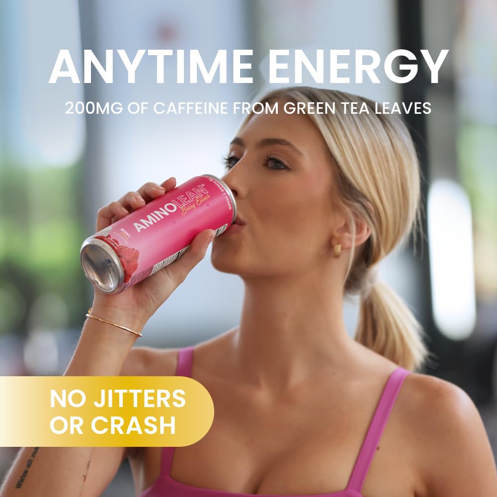 AminoLean Berry Elixir glass emphasizes crisp carbonation and refreshing taste.