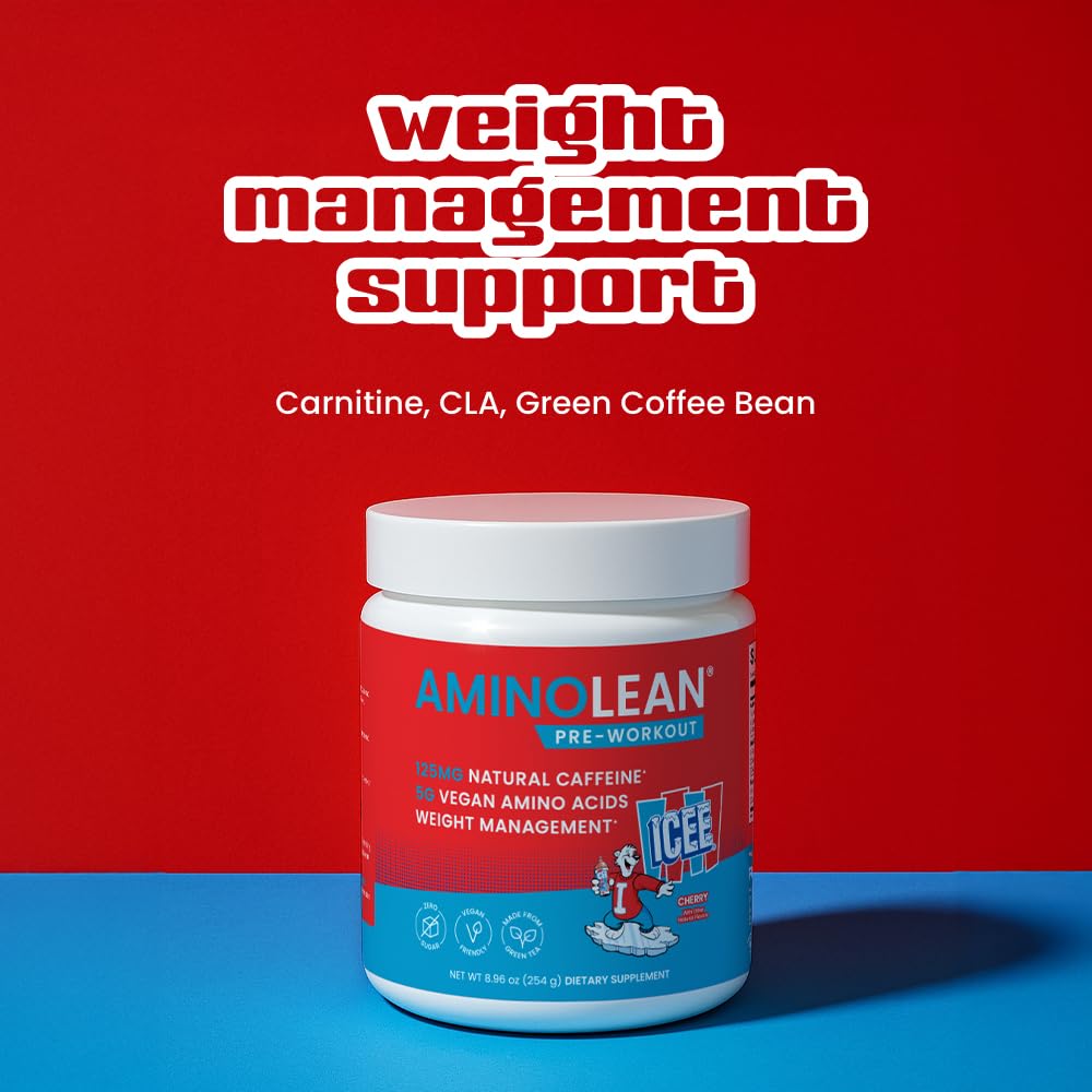 RSP AminoLean ICEE Cherry close-up highlighting vegan amino acids.
