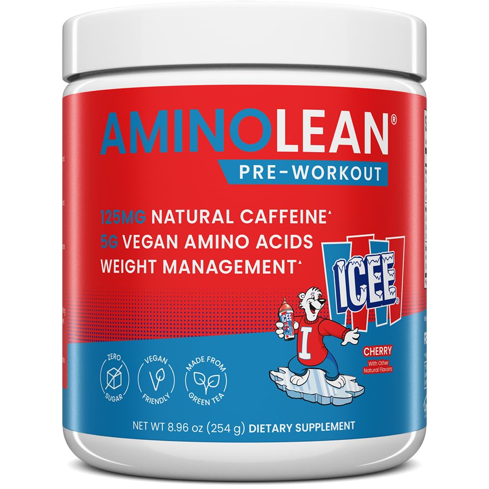 RSP NUTRITION AminoLean ICEE Cherry label showing flavor and clean energy for workouts.