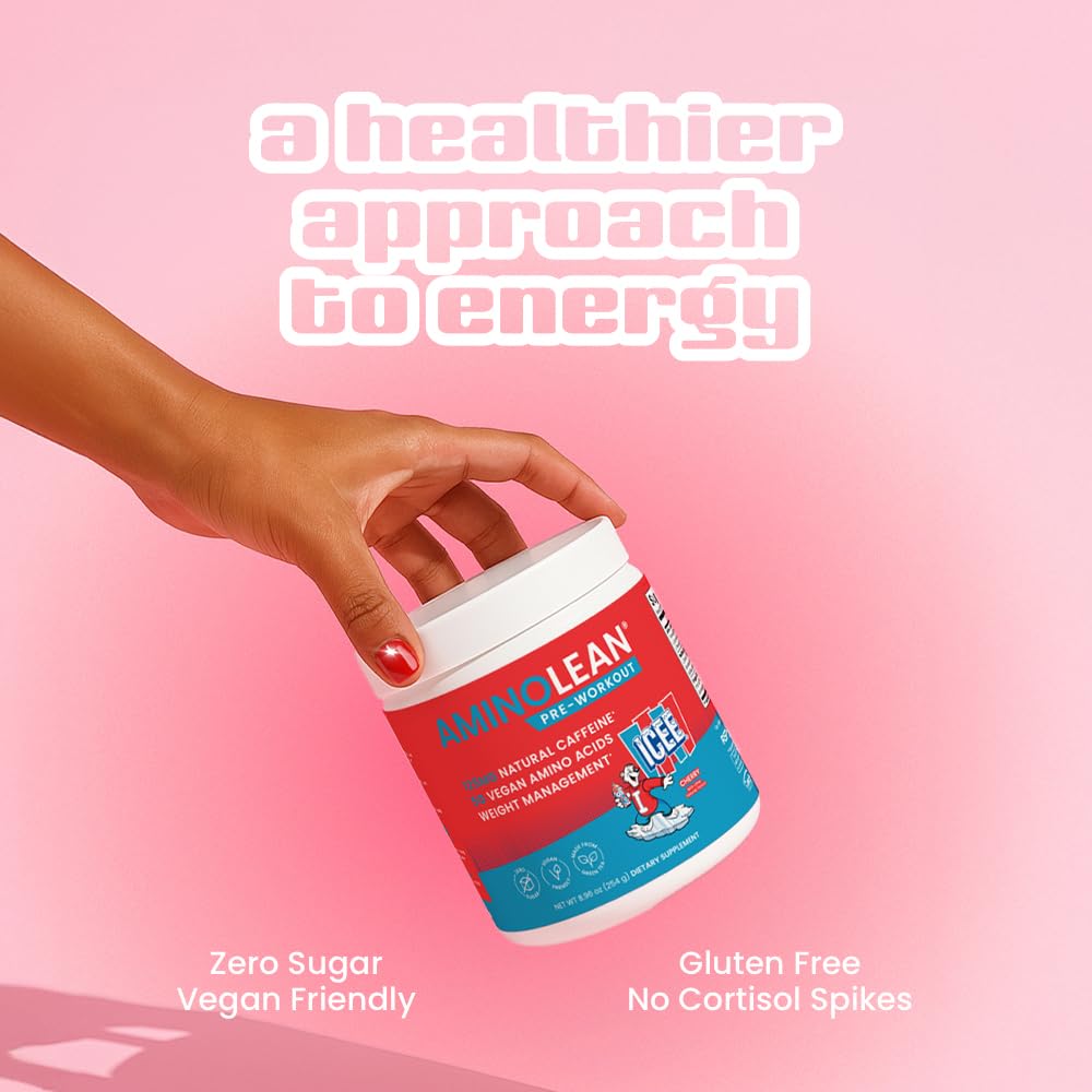 RSP AminoLean ICEE Cherry labeling with zero sugar and natural caffeine.