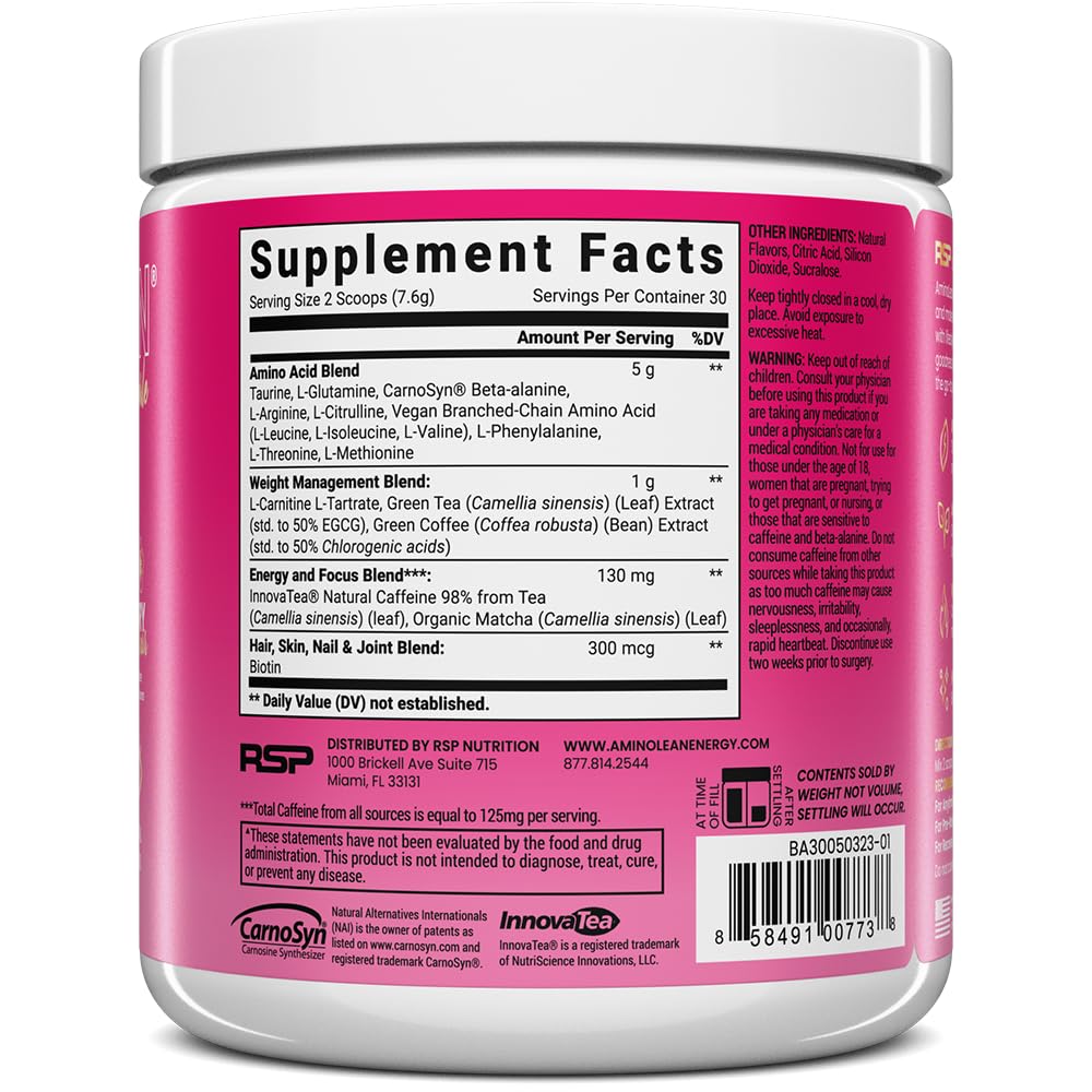RSP AminoLean vegan sugar-free formula appeals to health-conscious athletes.