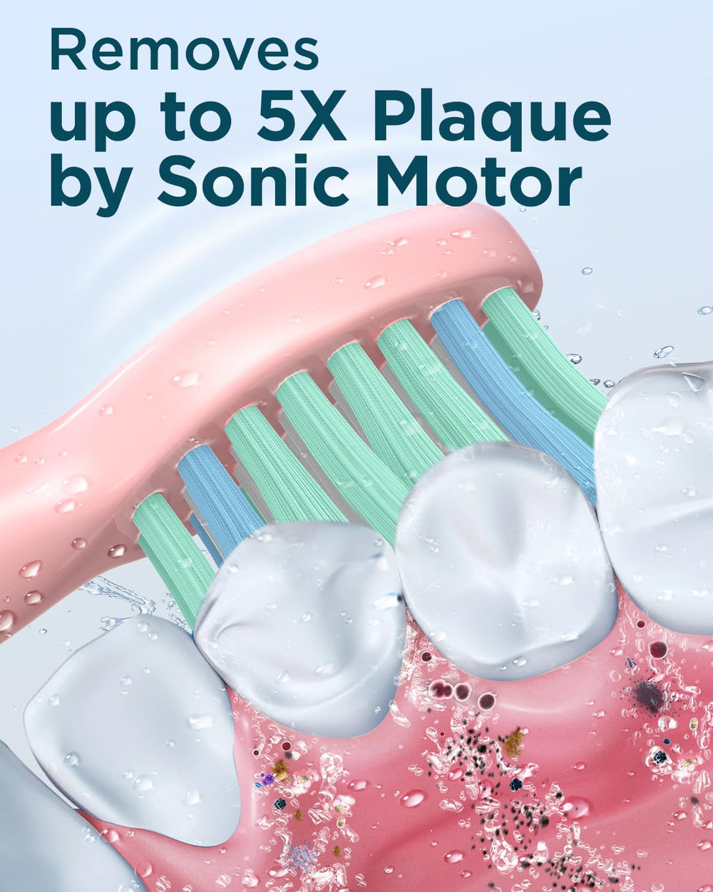 Rtauys M5 8 brush heads included close-up showing variety and versatility.