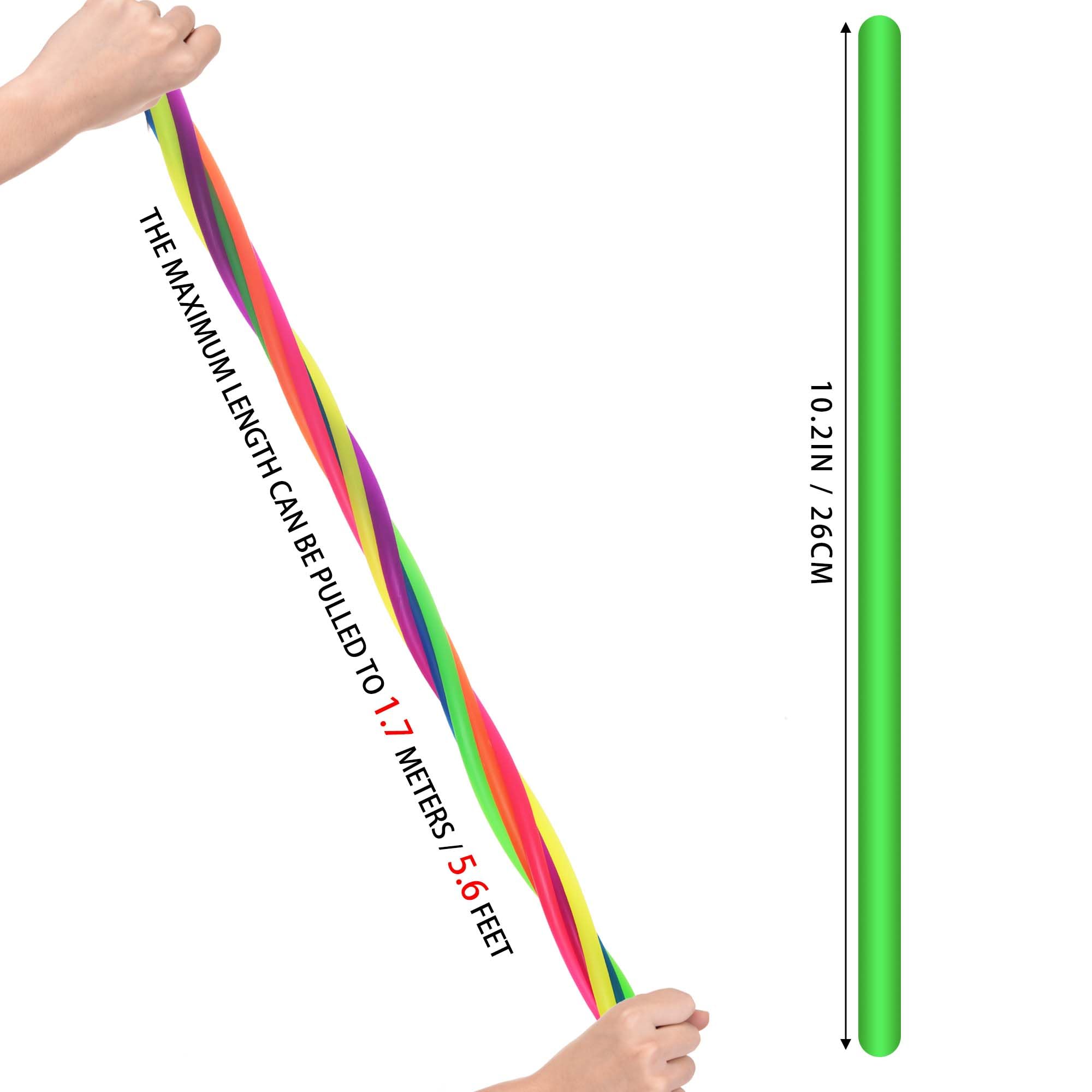 Rtinsd stretch noodles held by a child for portable fidget fun
